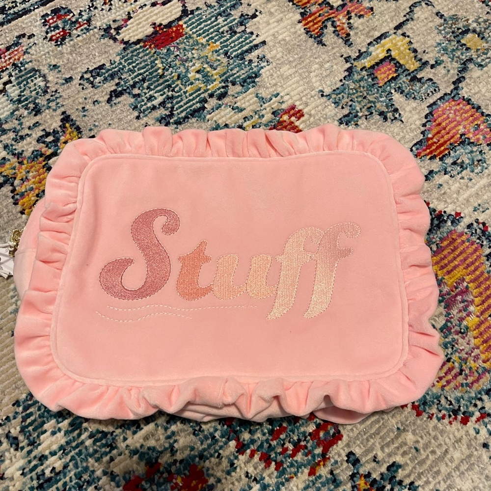 NWT Stoney Clover Lane Pink ruffle Stuff large pouch